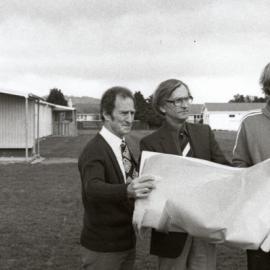 Heretaunga College staff; Les Nation, deputy principal; John D. Craig, principal; Tony Griffiths, physical education.
