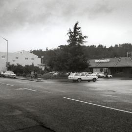 Main Street, south side, east end; McDonald's and Queen's Chambers, from the west.