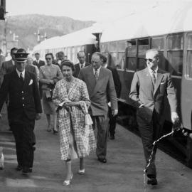 Queen Elizabeth II and HRH Prince Philip at Kaitoke station, 1954