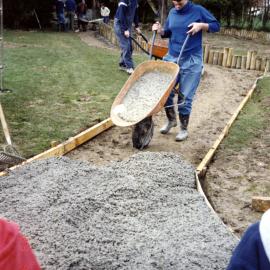 Silverstream Kindergarten footpath 5; pouring concrete