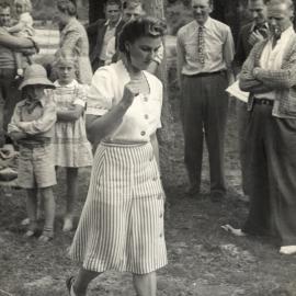 Dunlop factory; first-tyre ceremony; unknown woman; Sylvia Williams second child from left.