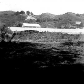 Dunlop factory; east end, looking south-west; hilltop reservoir and Dunlop sign visible.