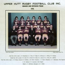 Upper Hutt Rugby Football Club 1974; senior 2nd division.