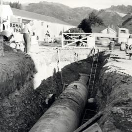 Drainage; 54" stormwater pipe approaching the Main Rd. from Pine Ave. (To go under 36" water main) 14th June 1957