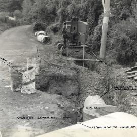 Stormwater pipes and manholes, Wallaceville Hill Road - Lane St 1961