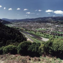 Upper Hutt from Trentham Scenic reserve, looking east.