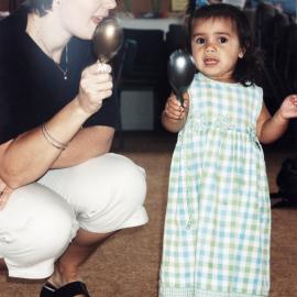 Jade Cunningham, 2, and mother Jodie with maracas, at 'Making Music' programme at Trentham Community Centre