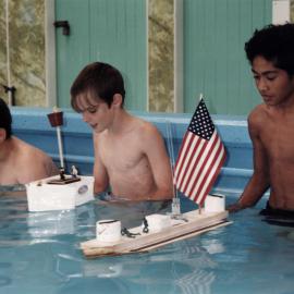 Plateau School; "America's Cup" project; Joshua DeThierry, 9; Andrew Crisp, 9; TJ Carroll, 10 with their efforts.