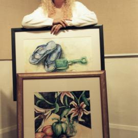 Community Gallery; Karen Moore, with paintings for a retrospective exhibition.