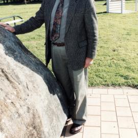 Ernie Cosgrove and Pumpkin Cottage memorial boulder and plaque.