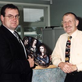 Upper Hutt College visit; Minister of Education Trevor Mallard and principal Peter Lee.