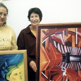 Archibald's Gallery; Barbara Burrows and Sandy Andrews with artworks.