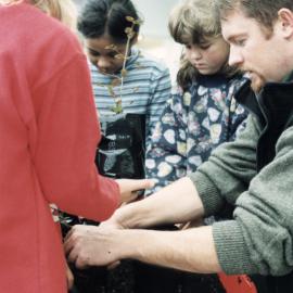 Plateau School; pupils planting around 500 seedlings at Kaitoke Regional Park, for Arbor day 2001.