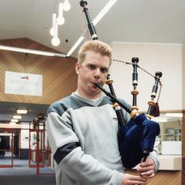 HIBS; Hutt International Boys' School; Nicholas Dench practising for performing-arts centre opening.