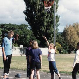 Netball; Trentham School players being coached by Irene van Dyk.