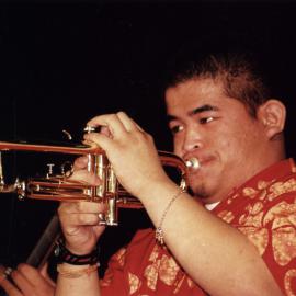 Rockquest regional final; Leonard Lugtu, of St Patrick's College band Tufaatasi.