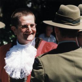 Army Charter parade; mayor Wayne Guppy inspecting the parade.