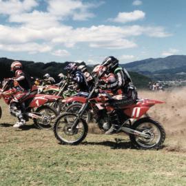 Motocross; Oceania match, Riverstone Terraces; Australians Steven Andrew, Ben Grabham, 11, at start.