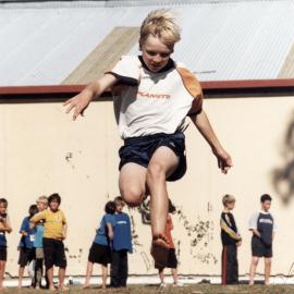 Trentham United Athletics Club’s championships; Chris Fisher in under-11 long jump.