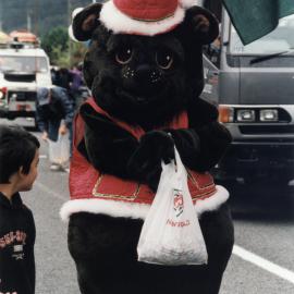 Christmas parade, Stokes Valley, 2003; cuddly toys; black bear.