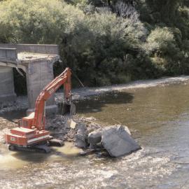 Moonshine bridge 1 being demolished; north end standing.