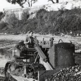 Military Service, World War II; engineers; bulldozer.