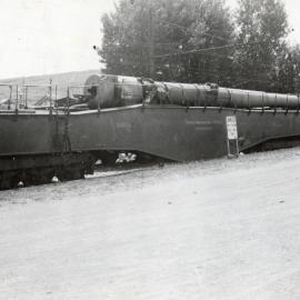 Military service, World War II; artillery; Krupp K5 railway gun, 283 mm.