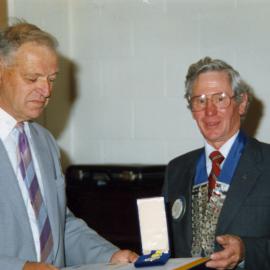 Eric Wood collection; Rotary; president 1991-1992; Doug Ormrod, former deputy mayor and contractor, right