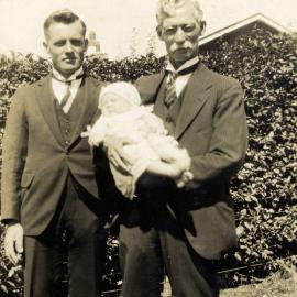 Hector Poulson and daughter Eda, with Eda's grandfather J A Hazelwood