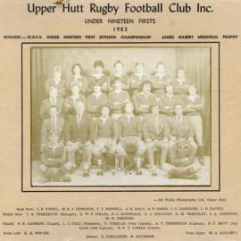 Upper Hutt Rugby Football Club; Under 19 1sts; 1983