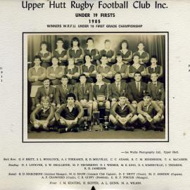 Upper Hutt Rugby Football Club 1985 Under 19 Firsts