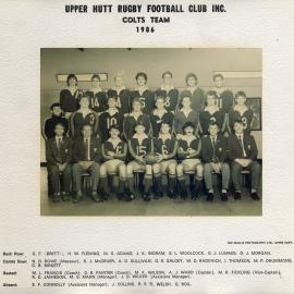 Upper Hutt Rugby Football Club 1986 Colts