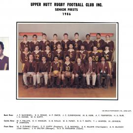 Upper Hutt Rugby Football Club 1986 Senior Firsts