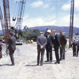Civic Centre site 1968-11-05 1; mayor George Thomas fifth from left; deputy Doris Nicholson at left.