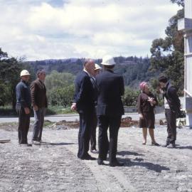 Civic Centre site 1968-11-05 2; mayor George Thomas third from left; deputy Doris Nicholson at right.