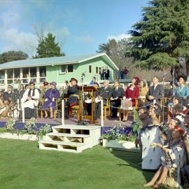 City status proclamation, Maidstone Park  7; official party; watching a flypast?