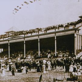 Trentham Racecourse grandstand; first day of racing at this venue. 