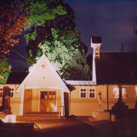 St John's Church, Trentham, 2000; floodlit at night.
