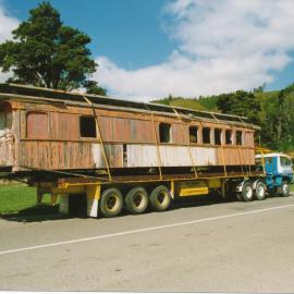 Silver Stream Railway; arrival of body of former WMR carriage No. 52.
