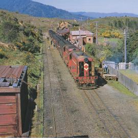 De-class diesel-electric locomotives with Carterton Show train at Kaitoke station - 1955.