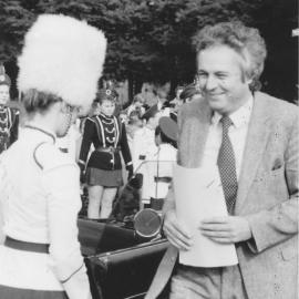 Trentham Memorial Park Sports Association; Bill Jeffries, M P, arrives before opening new clubrooms.