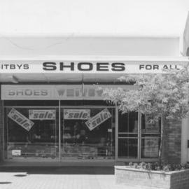 Main Street, 1997, south side; No. 132; Whitbys Shoes For All.