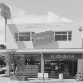 Main Street, 1997, south side; No. 168; Blockbuster video rentals.