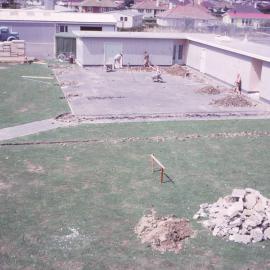 Upper Hutt College buildings 1965; Gym construction space