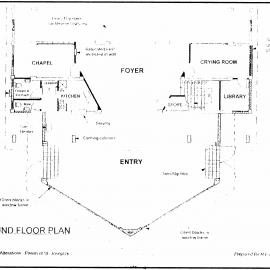 St Joseph's Catholic church of 1965; new foyer; ground-floor plan.
