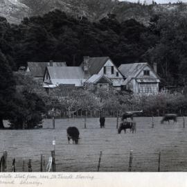 Old house; Barton homestead album  4; 'The Manor House', Trentham; telephoto view from the east