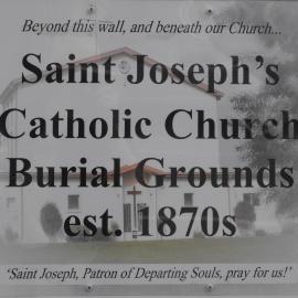 Memorial plaque; St Joseph's Catholic Church; lawn cemetery wall, Pine Avenue