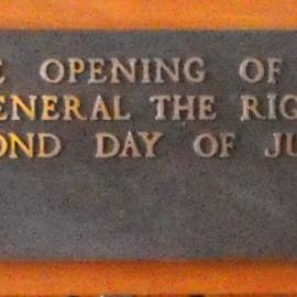 Memorial plaque; library foyer; opening.