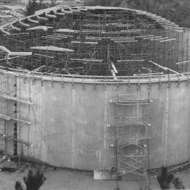 11.5-megalitre Trentham reservoir 3;  walls complete; dome shuttering under way.