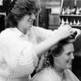 UpperKutt Hairstylists, Pine Avenue; senior stylist Susan Smylie and an unnamed customer.
